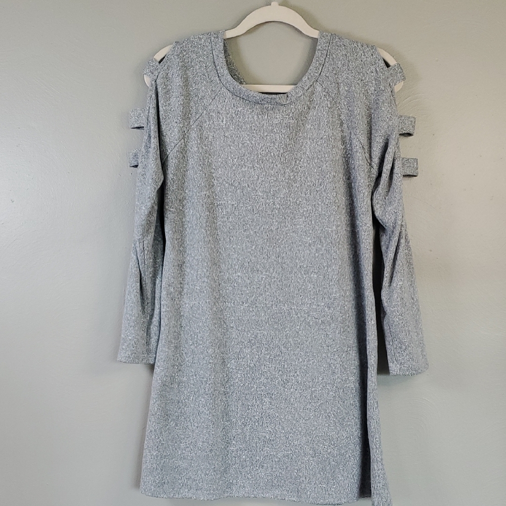 Reflex Heather Gray Sweater Dress. Open Sleeves, Size Medium